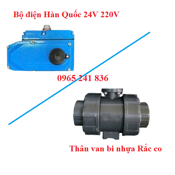 cấu tạo van bi nhựa điện rắc co Hàn Quốc