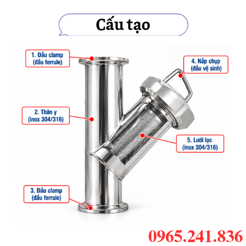 Cấu tạo y inox vi sinh clamp