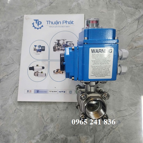 van bi điều khiển điện ren 3PC bích Hàn Quốc