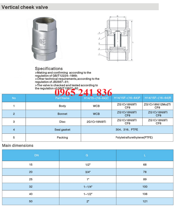 Catalogue van một chiều lò xo