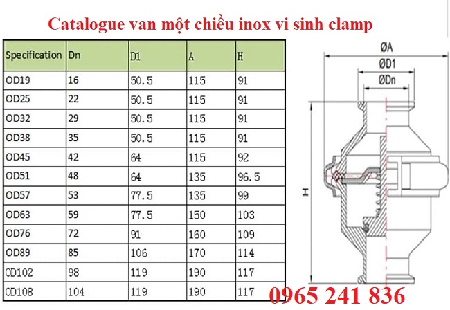 Catalogue van một chiều vi sinh inox clamp