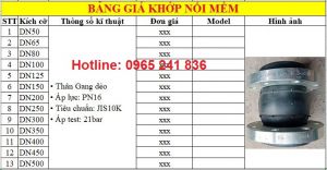 Bảng giá khớp nối mềm