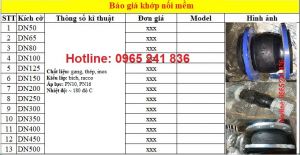 Báo giá khớp nối mềm